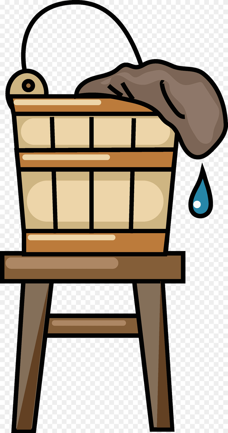 Wooden Bucket On A Stool Clipart, Furniture Free Transparent Png