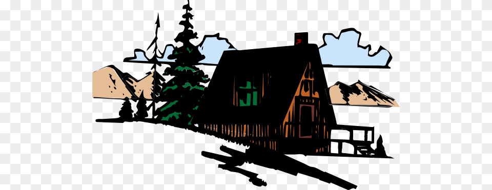 Wooden Cabin In The Mountains Clip Art For Web, Architecture, Housing, Building, House Png Image