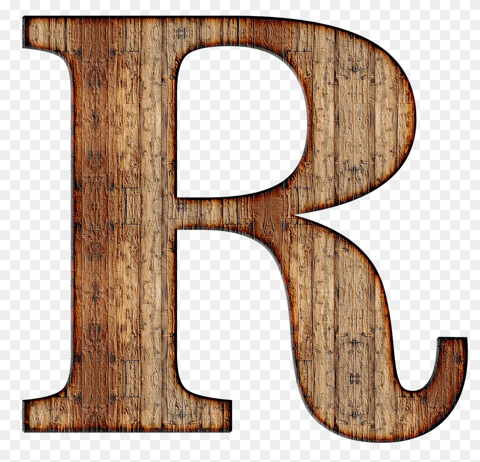 Wooden Capital Letter R, Wood, Symbol, Text, Number Free Png Download