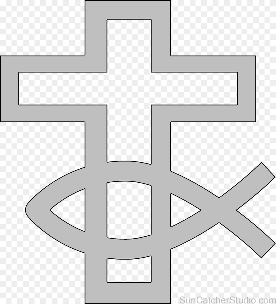 Wooden Cross With A Fish Symbol Scroll Saw Patterns Jesus Cross Png Image