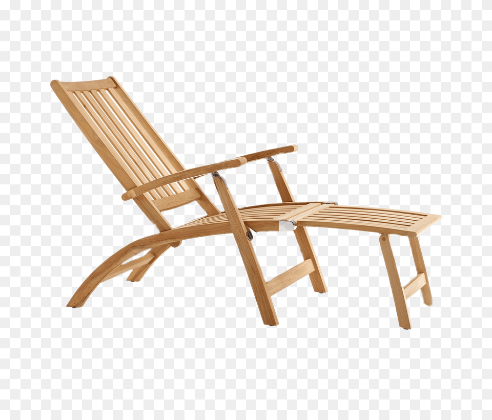 Wooden Deckchair With Foot Rest, Furniture, Chair Png Image