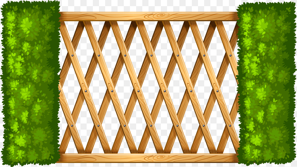 Wooden Fence With Plants Clipart Fence Clipart, Gate, Hedge, Plant, Wood Png