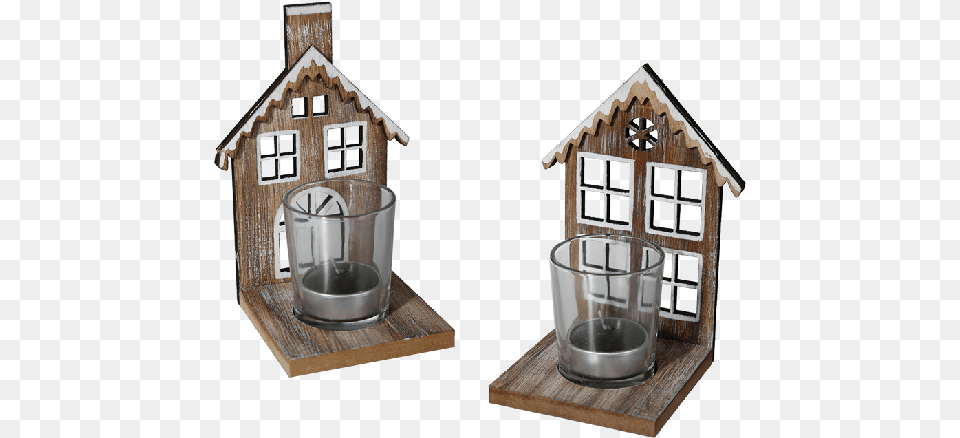 Wooden House With Gllass Tealight Holder Bougeoir Bois Fait Maison Free Png