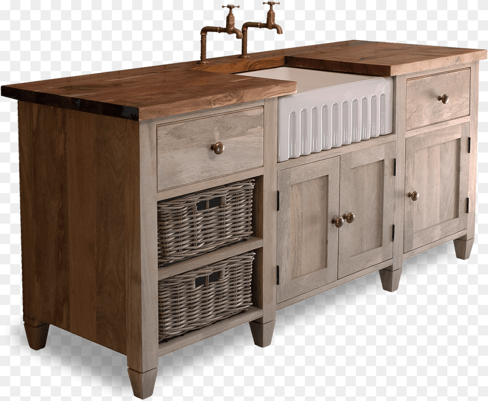 Wooden Kitchen Unit With Enamel Sink Cabinetry, Furniture, Sideboard, Double Sink, Indoors Png