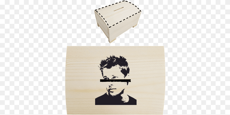 Wooden Money Box With Printing Brad Pitt Wall Decal, Adult, Person, Man, Male Free Transparent Png