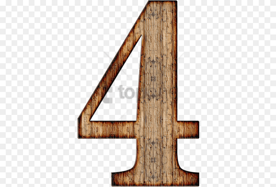 Wooden Number 4 With Transparent Number 4 In Wood, Plywood, Text, Symbol Png Image