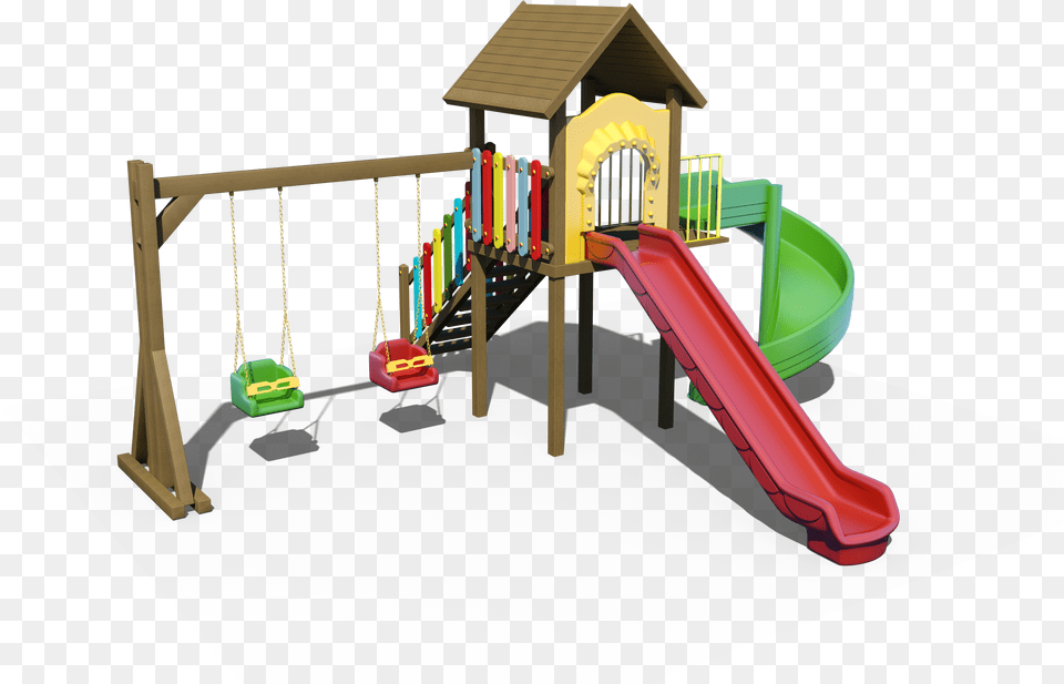 Wooden Outdoor Playground With 2 Slides And 2 Swings Playground Slide, Outdoor Play Area, Outdoors, Play Area, Crib Png Image