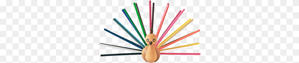 Wooden Peacock With Color Pencils Circle, Cutlery, Spoon, Pencil, Blade Free Png Download
