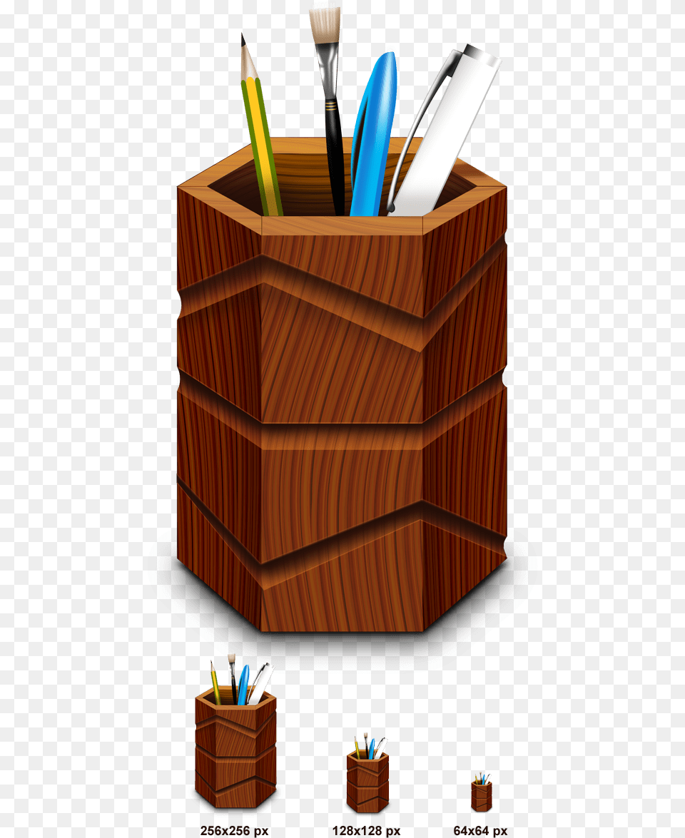 Wooden Pen Stand, Box, Wood, Brush, Device Png