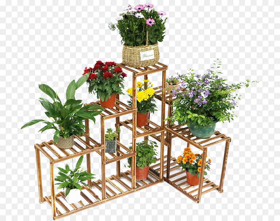 Wooden Plant Stand 10 Tier Flower Pot Display Rack Corner Flower Pot, Pottery, Potted Plant, Planter, Vase Free Png