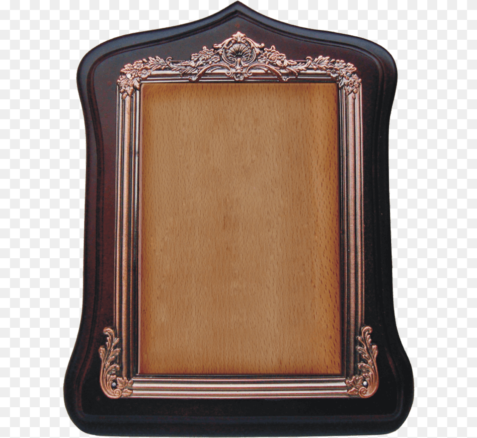 Wooden Plaque With Walnut Finish And Metal Frame Picture Frame, Wood Free Transparent Png