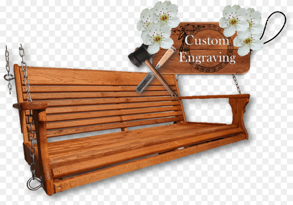 Wooden Porch Swing Beautiful Red Oak Wood Porch Swing Swing, Bench, Furniture, Hardwood, Device Free Transparent Png