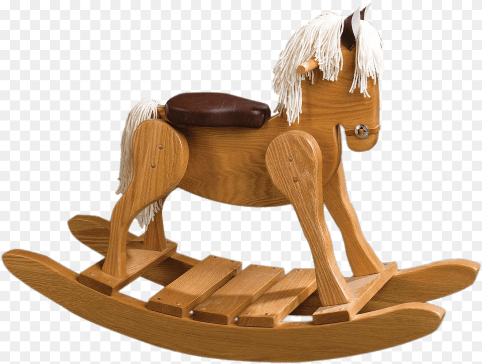 Wooden Rocking Horse With Padded Seat, Furniture, Bed, Cutlery, Spoon Png