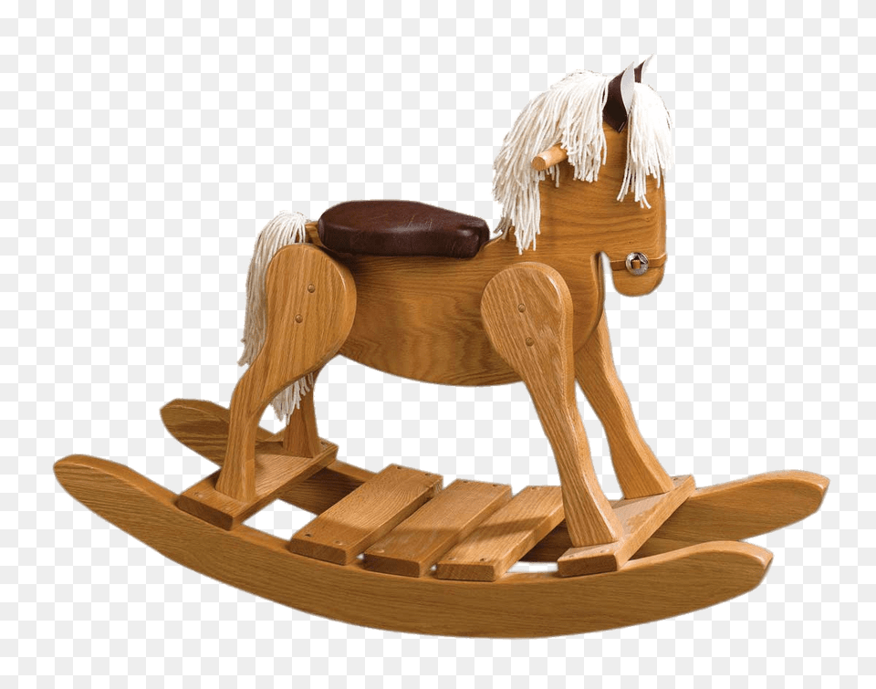Wooden Rocking Horse With Padded Seat, Furniture, Bed, Cradle Png
