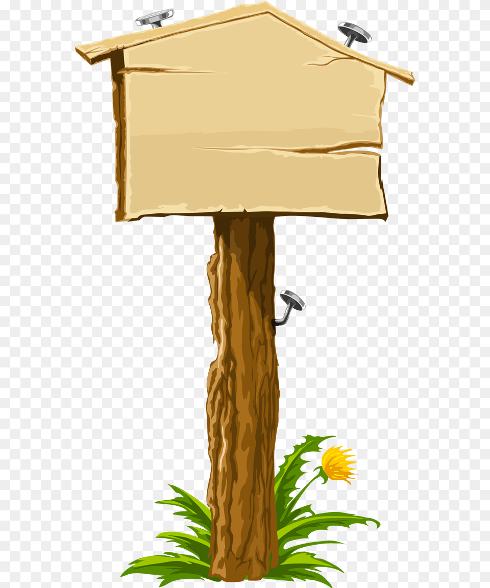 Wooden Signpost With Grass And Stones Blank Sign, Cross, Symbol, Mailbox, Plant Png