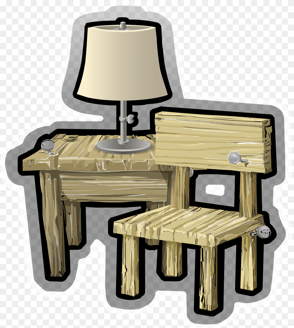 Wooden Table And Chair Clipart, Lamp, Table Lamp, Lampshade, Furniture Png Image