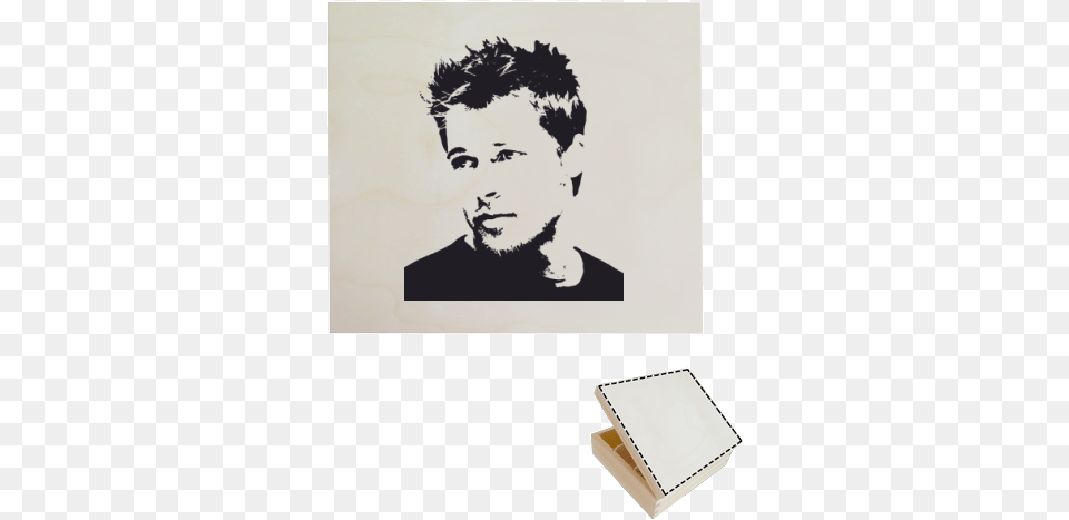Wooden Tea Bag Organiser With Printing Brad Pitt Wall Decal, Adult, Male, Man, Person Free Png