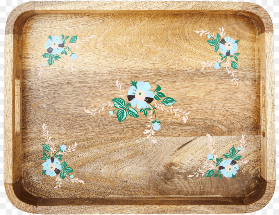Wooden Tray With Hand Painted Blue Flowers By Rice Tray Free Transparent Png