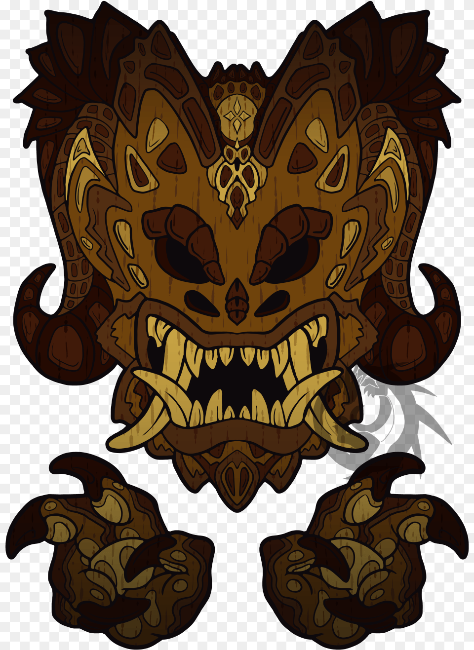 Wooden Tribal Dragon Mask Tribal Dragon Mask, Architecture, Emblem, Pillar, Symbol Free Png