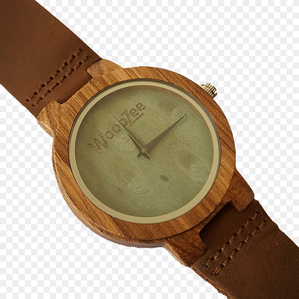 Wooden Zebrawood Watch With Leather Strap Analog Watch, Arm, Body Part, Person, Wristwatch Free Png Download