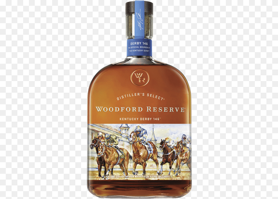 Woodford Reserve Derby Bottle Whisky Bourbon Woodford Reserve, Alcohol, Beverage, Liquor, Animal Png