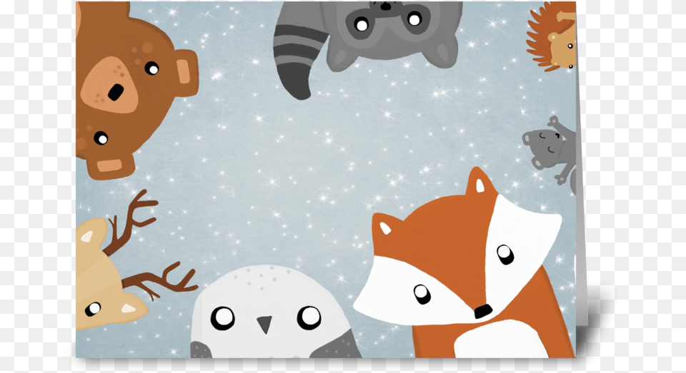 Woodland Christmas Greeting Card Cartoon, Animal, Bear, Mammal, Wildlife Png