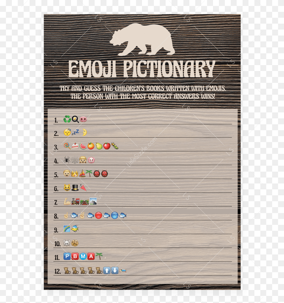 Woodland Theme Baby Shower Emoji Game Printable Themed Emoji Pictionary, Animal, Bear, Mammal, Wildlife Free Transparent Png