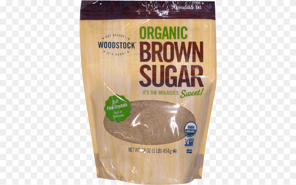 Woodstock Farms Brown Sugar Organic Bag 16 Oz Organic Brown Sugar Bags, Book, Publication, Powder, Food Png
