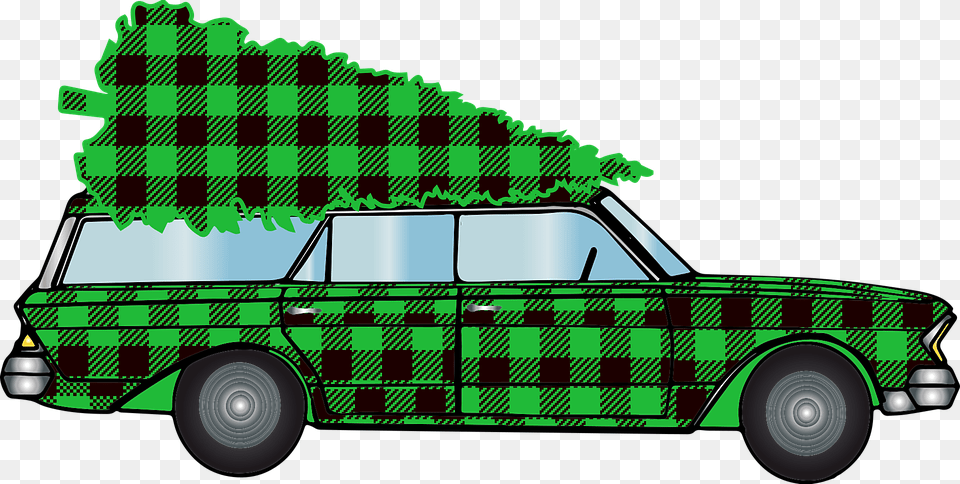 Woody Car Christmas Car Buffalo Plaid Christmas Christmas Day, Tartan, Transportation, Vehicle, Machine Free Png