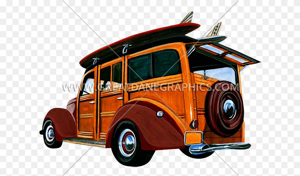 Woody Surf Wagon Production Ready Artwork For T Shirt Printing Antique Car, Machine, Transportation, Vehicle, Wheel Free Transparent Png