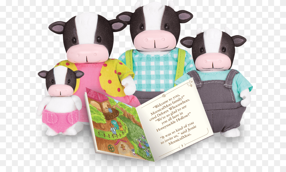 Woodzeez The Moosicalmoo Cow Family, Plush, Toy, Teddy Bear Free Png Download