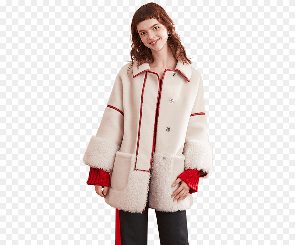 Wool Jacket Real Fur Coat Sheep Shearling Fur Winter Girl, Adult, Person, Woman, Fleece Free Transparent Png