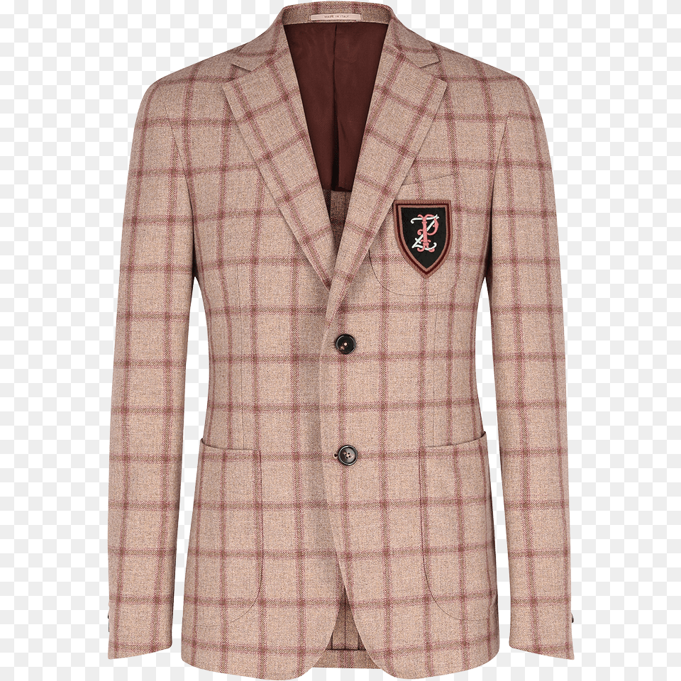Wool Jacket With Olive Green And Pink Macrochecks Pal Zileri, Blazer, Clothing, Coat Free Png Download