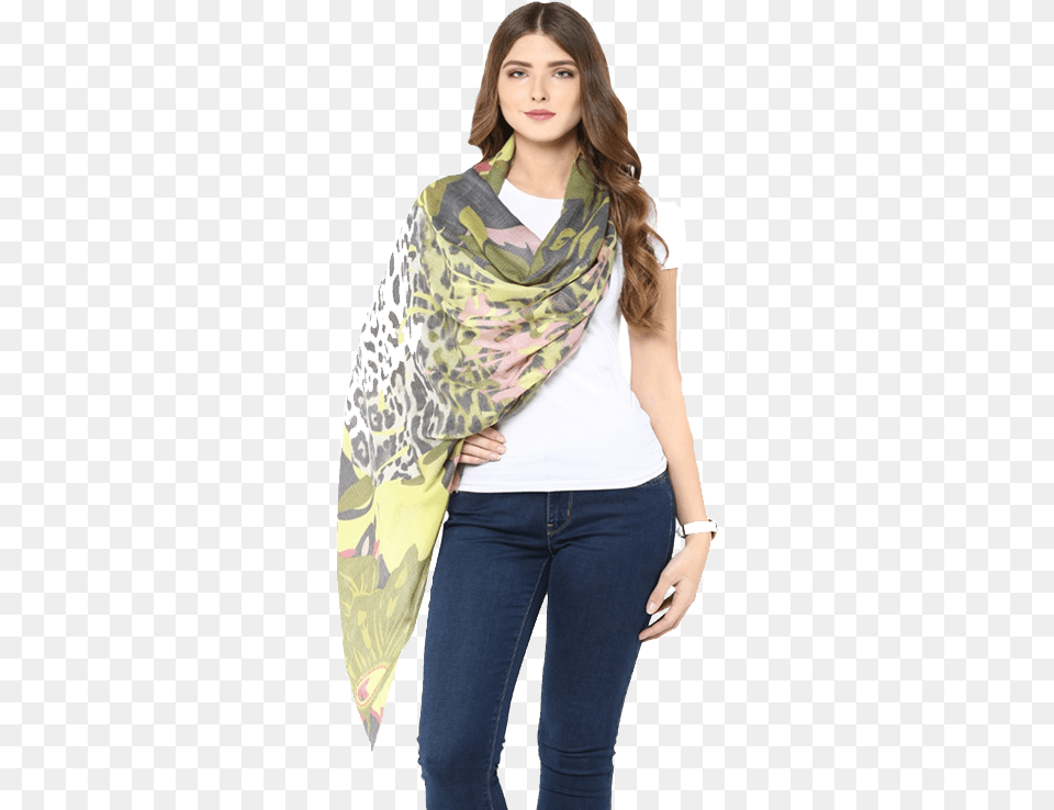 Woolen Leopard Print Stole Stole, Clothing, Scarf, Adult, Female Free Transparent Png