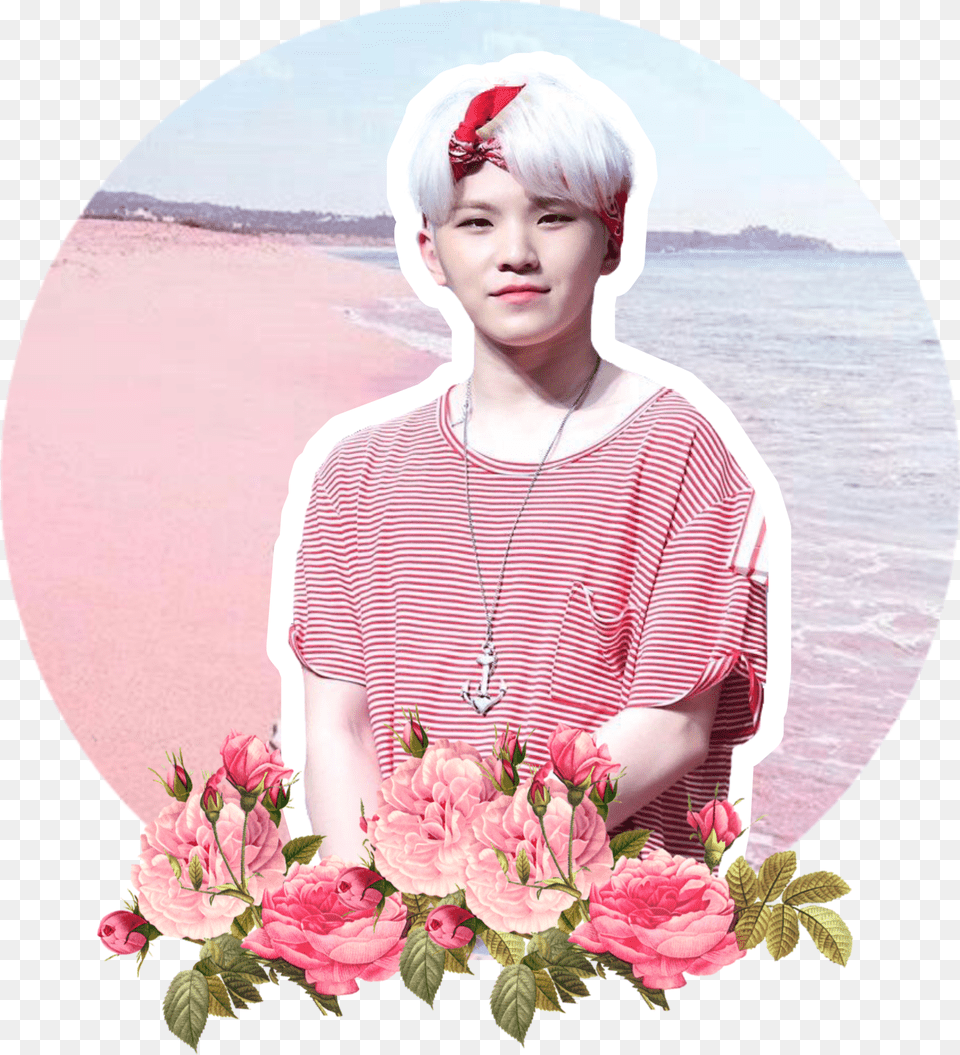 Woozi Pink Circle Flower Pink Flower, Head, Face, Dahlia, Person Png Image
