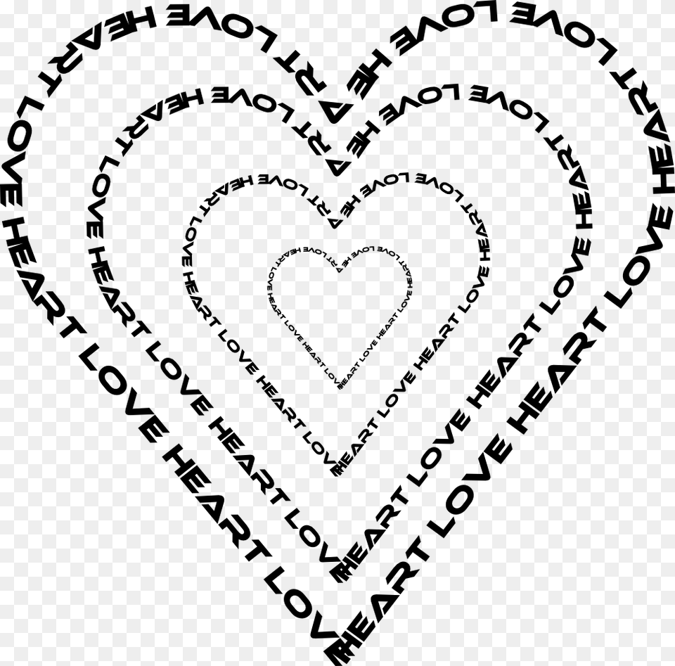 Word Heart Clipart Black And White Heart Hd, Stencil Free Png Download