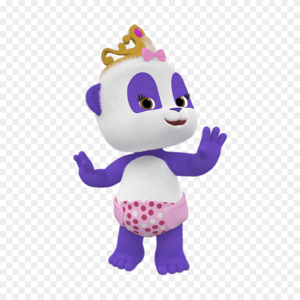 Word Party Lulu The Panda Wearing Crown, Plush, Toy, Face, Head Png Image