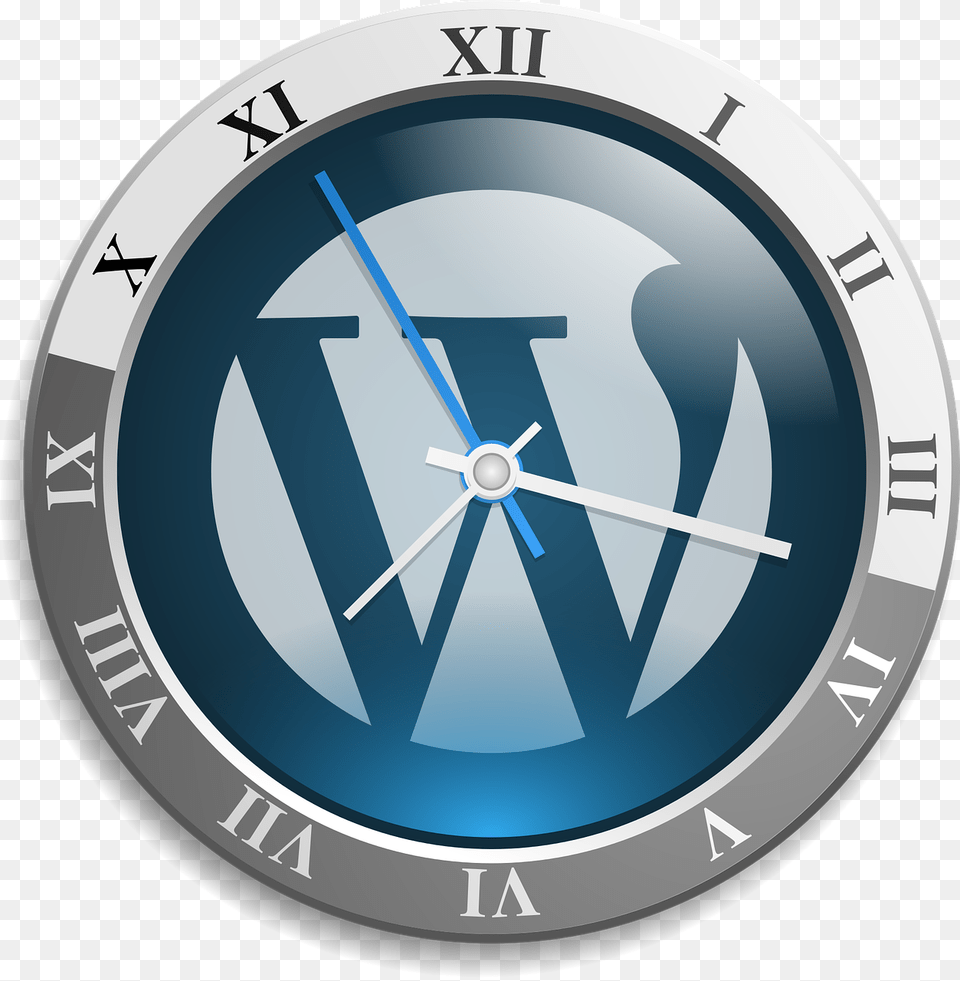 Wordpress Logo Symbol Clock Chrome Round Time Clock Animated Gif, Analog Clock, Disk Free Transparent Png