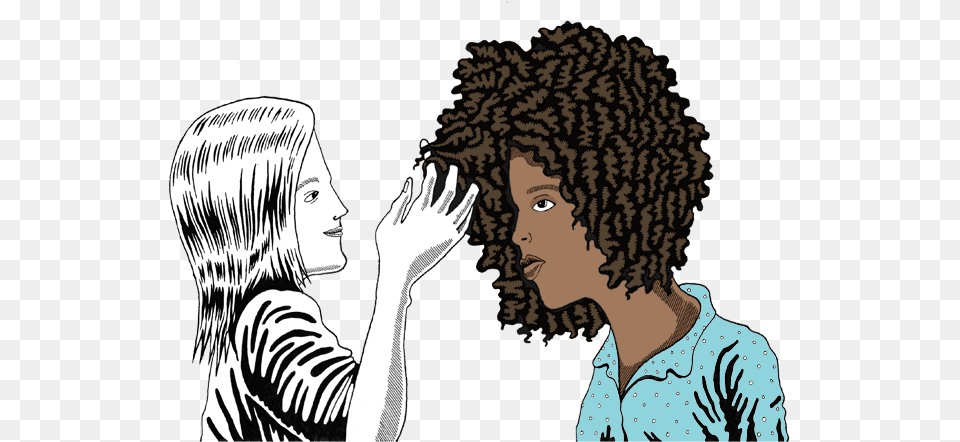 Words Drawing Racism White Girl Touching Black Girls Hair, Publication, Book, Comics, Adult Free Png Download