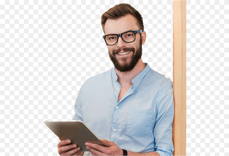 Work Flow Image Happy Customer With Quality, Tablet Computer, Computer, Electronics, Person Free Png