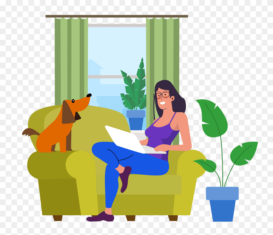 Work From Home Clipart, Reading, Person, Potted Plant, Plant Free Transparent Png