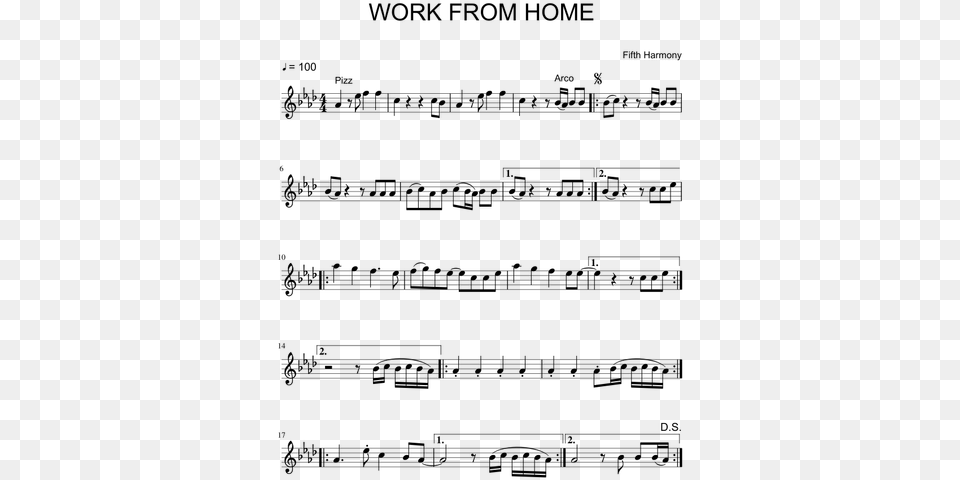 Work From Home Violin Sheet Music, Gray Png Image