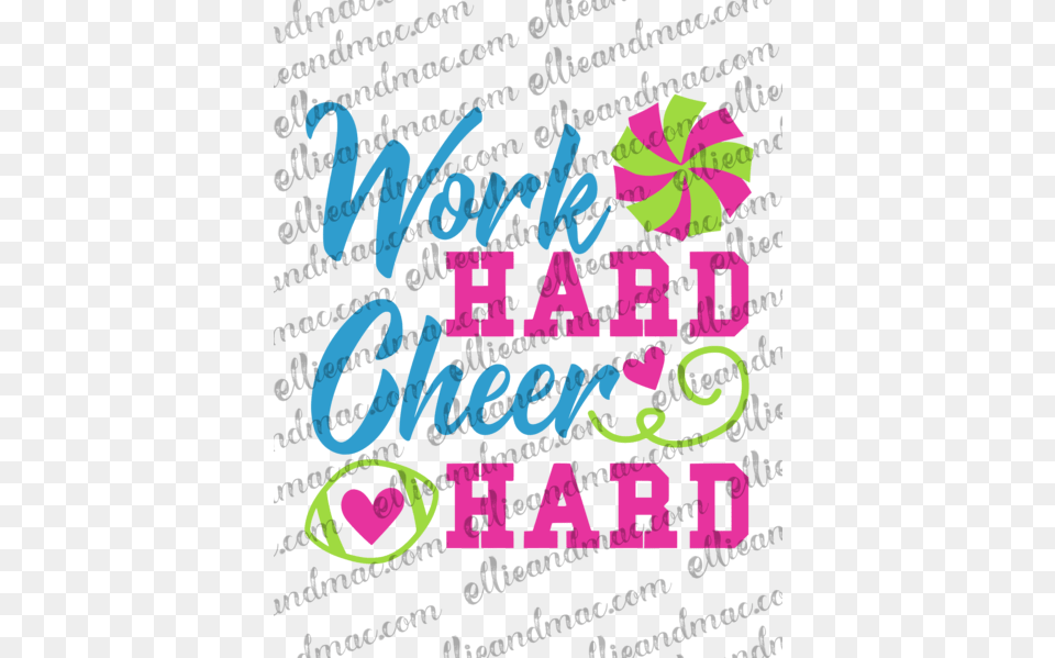 Work Hard Cheer Hard Svg Cutting File Ellie And Mac Pdf, Purple, Text, People, Person Free Png Download