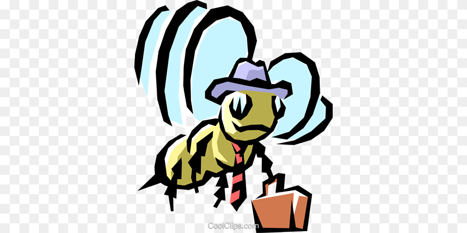 Worker Bee Royalty Vector Clip Art Illustration Fly Wearing A Tie, Animal, Honey Bee, Insect, Invertebrate Free Transparent Png