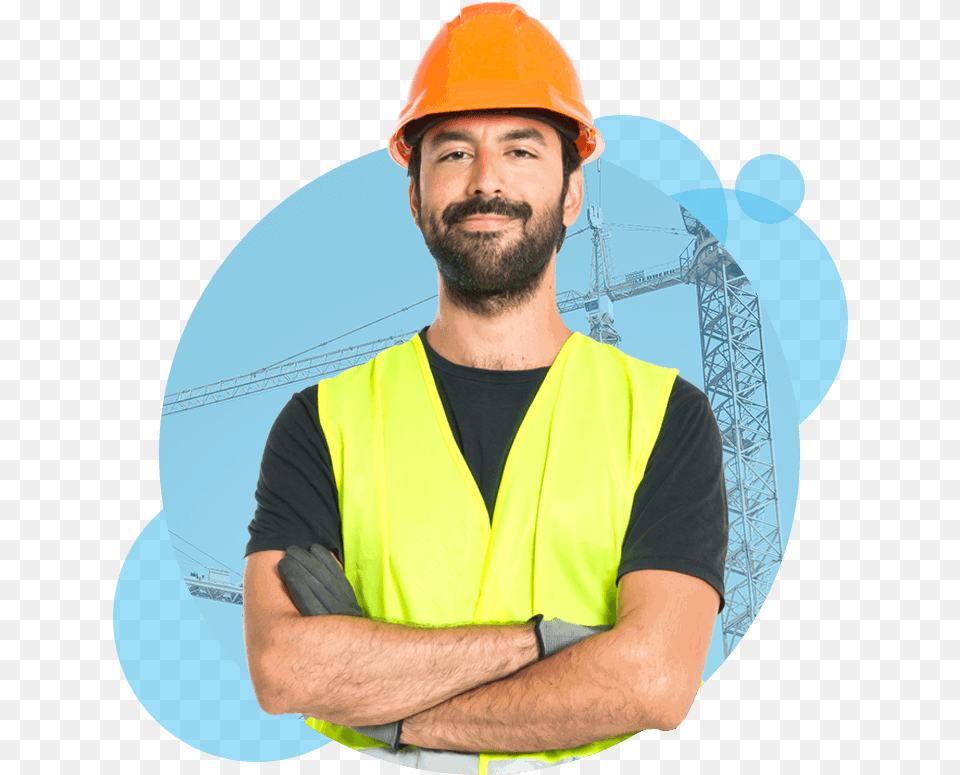 Worker Man Construction Worker, Vest, Person, Helmet, Hardhat Free Png Download