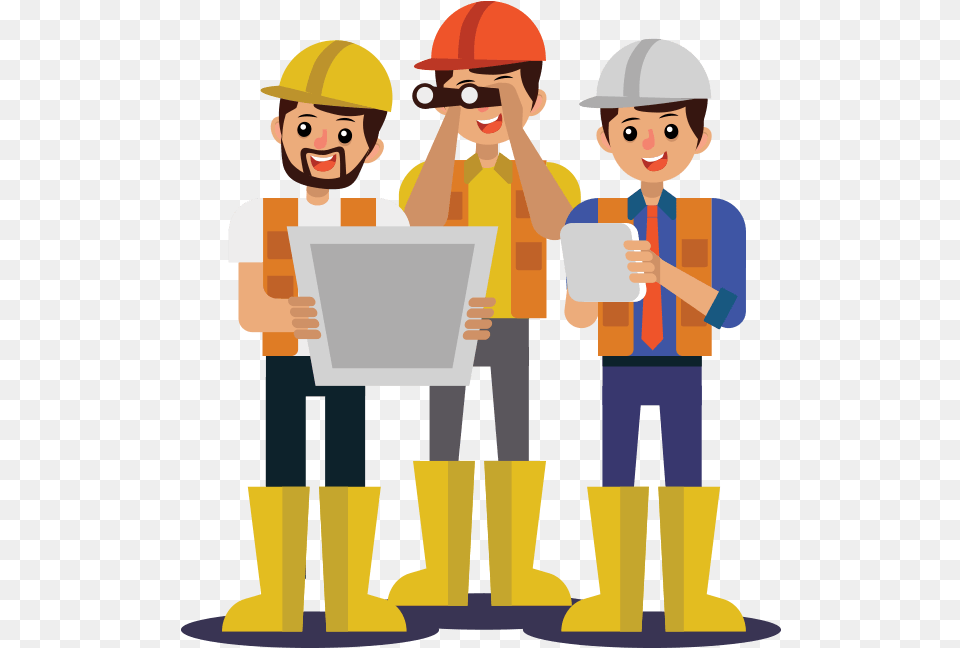 Worker Vector Construction Team Cartoon Construction Worker, Person, Clothing, Hardhat, Helmet Free Transparent Png