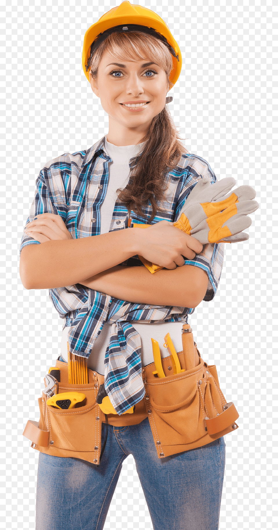 Workers Female Construction Worker, Clothing, Person, Glove, Hardhat Free Transparent Png