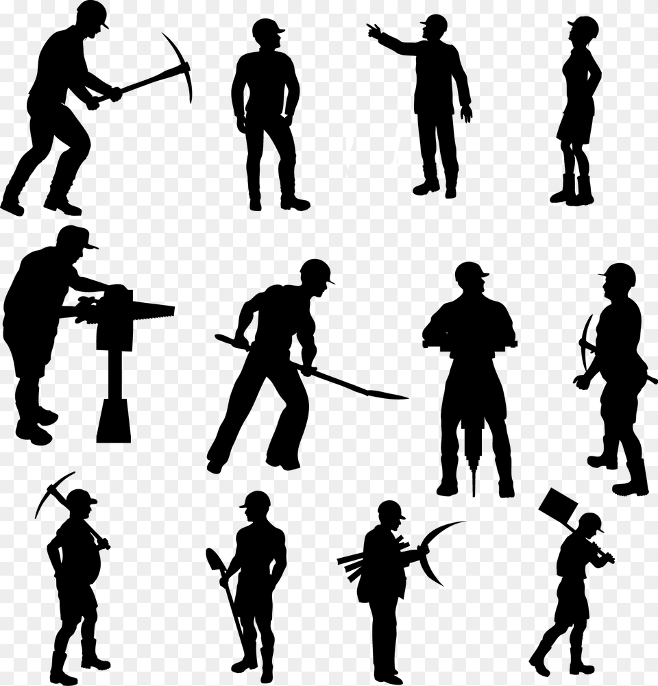 Workers Silhouettes Set Construction Worker Silhouettes, Silhouette, Adult, Male, Man Png