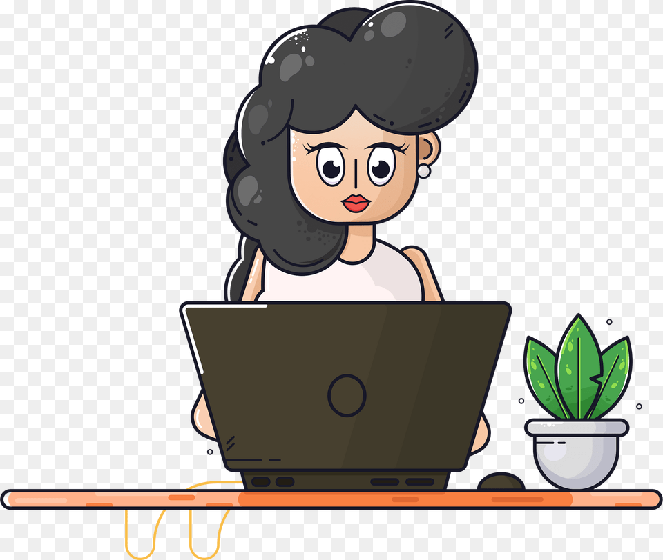 Working Girl Computer Clipart, Electronics, Laptop, Pc, Baby Png