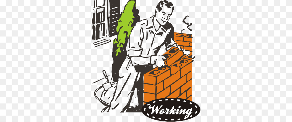 Working Man Retro Vector Pops, Brick, Garden, Outdoors, Nature Free Png Download